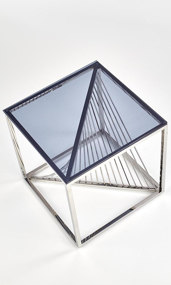 Stolik kawowy szklany dymiony / srebrny mat 55 x 55 cm Infinity