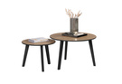 Zestaw 2 stolików kawowych okrągłych dąb / czarny mat 70 cm, 50 cm Loftis