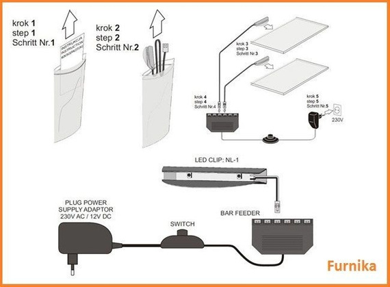 Oświetlenie 1 LED czerwone High Glossy Furniture