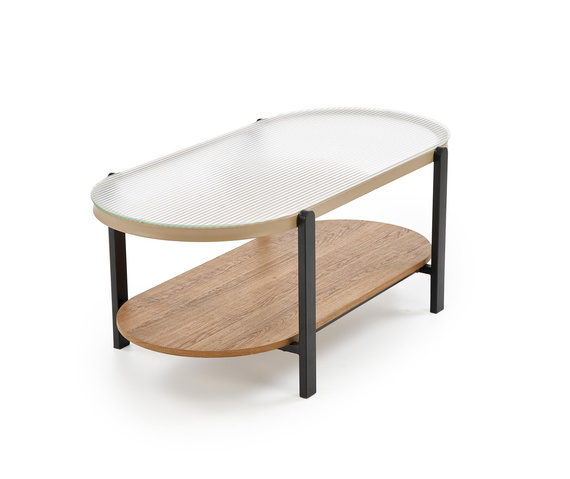 Ława szklana transparentna / naturalny / czarny mat 110 x 54 cm Kamala