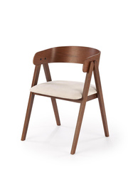 Krzesło do jadalni drewniane tapicerowane beżowe / orzech K562