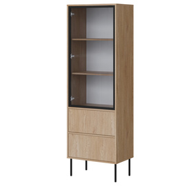 Witryna jednodrzwiowa z szufladami dąb cremona mat 60 x 185 cm Linoa