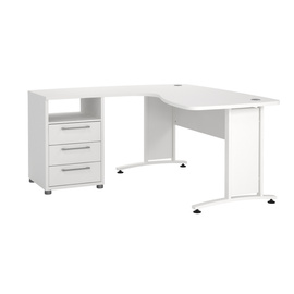 Biurko z kontenerkiem białe mat 159 cm Prima