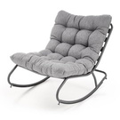 Fotel bujany tapicerowany szary / czarny Gatto