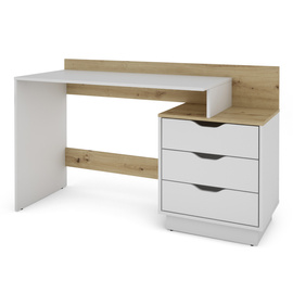 Biurko z szufladami białe / dąb artisan mat 138 cm Filo 3