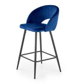 Hoker z oparciem tapicerowany granatowy / czarny H96