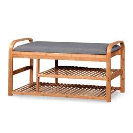 Ławka na buty ze schowkiem szara / naturalna 100 cm ST13