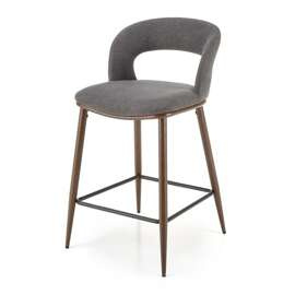 Hoker z oparciem tapicerowany szary / orzech H114