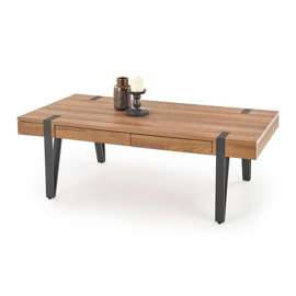 Stolik kawowy z szufladami orzech miodowy / czarny mat 120 x 55 cm Tuluza