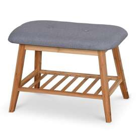 Ławka na buty tapicerowana szara / naturalna 60 cm ST14