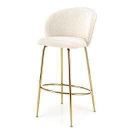 Hoker z oparciem tapicerowany beżowy / złoty H116