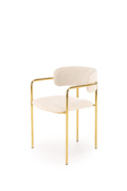 Krzesło do jadalni tapicerowane kremowe / złote K537