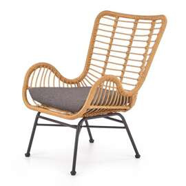 Fotel ogrodowy rattanowy naturalny / szary Ikaro