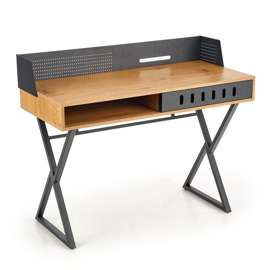 Biurko loftowe dąb złoty / czarne mat 110 cm B43