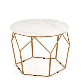 Stolik kawowy okrągły biały marmur / złoty mat 60 cm Madison