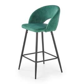 Hoker z oparciem tapicerowany zielony / czarny H96