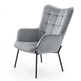 Fotel wypoczynkowy tapicerowany szary Castel