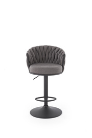 Hoker z oparciem tapicerowany szary / czarny H125