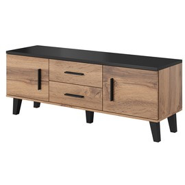 Szafka RTV dąb wotan / czarna mat 140 cm Livorno