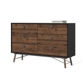 Komoda z szufladami orzech / czarna mat 150 cm Ryan