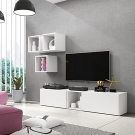 Meblościanka do salonu biała mat 206 cm Rock