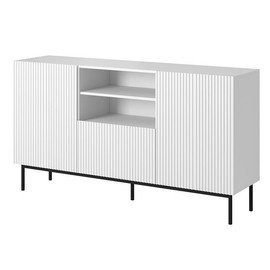 Komoda z drzwiami i szufladami biała / czarna mat 150 cm Malia