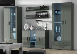 Meblościanka do salonu szara mat / połysk 330 cm Simple