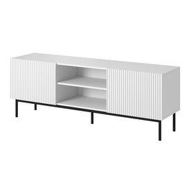 Szafka RTV z frezowanym frontem biała mat 150 cm Malia