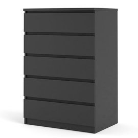 Komoda wysoka z szufladami czarna mat 77 cm Naia