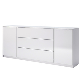 Komoda z szufladami i drzwiami biała wysoki połysk 200 cm Roma