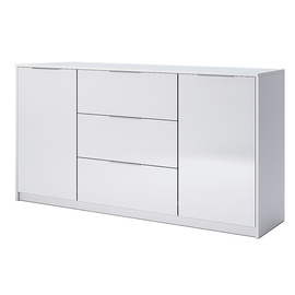 Komoda z szufladami i drzwiami biała wysoki połysk 160 cm Roma