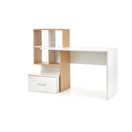 Biurko z regałem białe / dąb złoty mat 149 cm Grosso