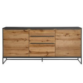 Komoda z szufladami i drzwiami dąb / antracyt mat 184 cm Caro