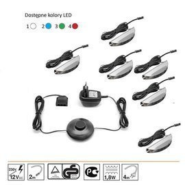 Oświetlenie LED 6 punktowe czerwone, High Glossy Furniture