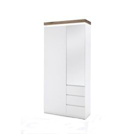 Szafa dwudrzwiowa z szufladami biała / dąb mat 91 x 198 cm Ramona