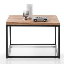 Stolik kawowy drewniany dąb lity sękaty / czarny mat 70 x 70 cm Seku