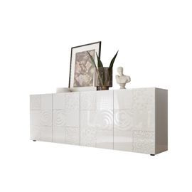 Komoda szeroka z drzwiami biała wysoki połysk 241 cm Vero