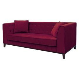 Sofa tapicerowana Leya, 3 osobowa, bordowa, nóżki wenge