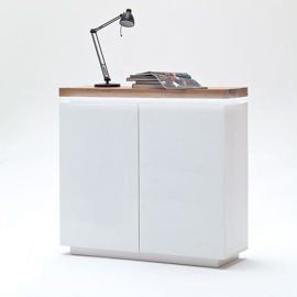 Komoda z drzwiami biała / dąb mat 120 cm Ramona