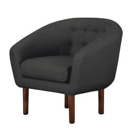 Fotel kubełkowy tapicerowany grafitowy Tana