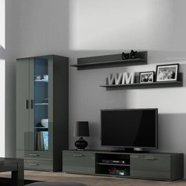 Meblościanka do salonu szara mat / połysk 285 cm Simple