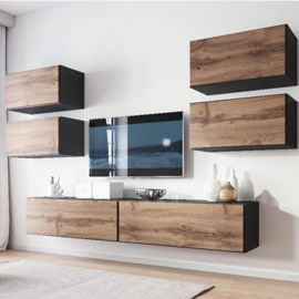 Meblościanka do salonu antracyt / wotan mat 324 cm Rock 2