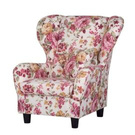 Fotel z podnóżkiem tapicerowany kremowy / różowy Cork