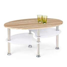 Stolik kawowy owalny dąb sonoma / biały mat / połysk 90 x 50 cm Medea