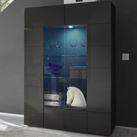 Witryna dwudrzwiowa antracyt połysk 121 x 166 cm Solo