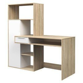 Biurko z regałem dąb sonoma / białe mat 163 cm Function Plus
