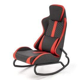 Fotel gamingowy bujany ekoskóra czarny / czerwony Gamer