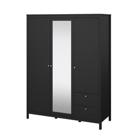 Szafa z lustrem trzydrzwiowa czarna mat 150 x 199 cm Madrid