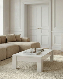 Stolik kawowy prostokątny biały połysk 122 x 65 cm Amaretto