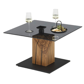 Stolik kawowy szklany szary / dąb olejowany 70 x 70 cm Quadro